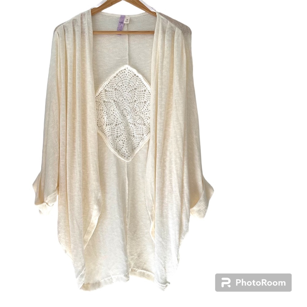 Alya Draped Open Sweater with Crochet Back